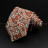 Gravata Paisley Marrom Branca
